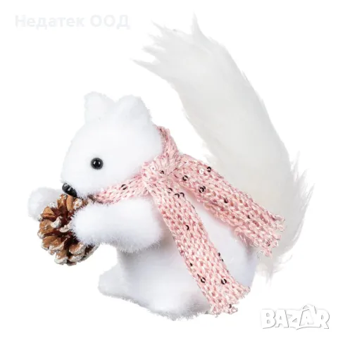 Коледна декоративна фигура, Катеричка, Бял,  14 см, снимка 2 - Декорация за дома - 48296096