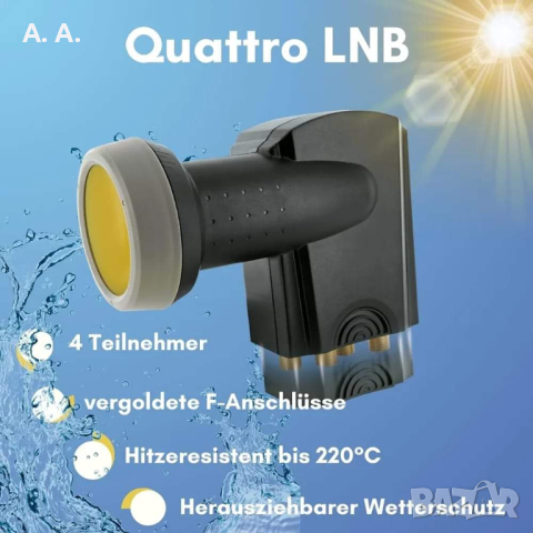 SCHWAIGER 401 Quattro LNB Low Noise Block Converter Sun Protect цифрова топлоустойчива капачка на LN