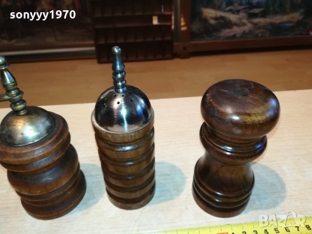 3бр дървени прибори-сол/пипер от германия 2810211706, снимка 5 - Антикварни и старинни предмети - 34613803