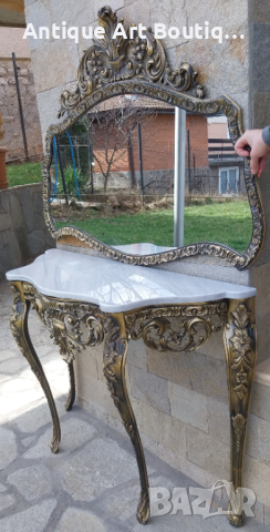 Масивна/Бронзова Конзола/Огледало, снимка 7 - Тоалетки - 44639713