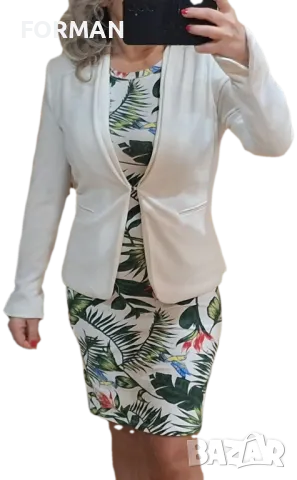 СТИЛНО и ЕЛЕГАНТНО бяло вталено сако, снимка 3 - Сака - 50072460