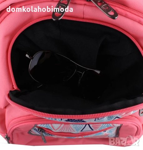 Раница с четири отделения и четири джоба, Меки презрамки, Подсилен гръб,, Място за лаптоп, Изход за , снимка 4 - Раници - 33888978