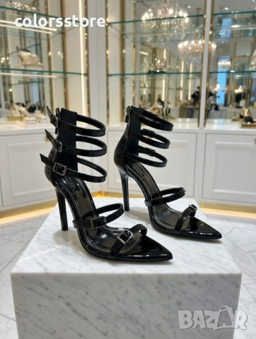 Сандали на ток - черен лак - LM56

, снимка 2 - Сандали - 41187858