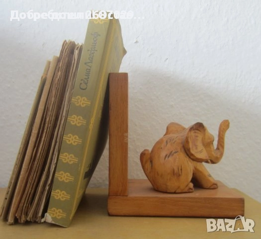 слонове разни: дървен слон 2 броя фигура дърво подпирачка за книги букенд bookend, бог Ганеша пано, снимка 9 - Статуетки - 43449780
