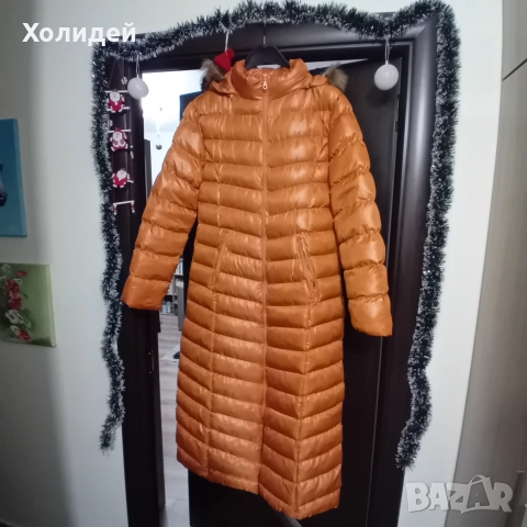 Дълго яке с вата,цвят горчица, снимка 4 - Якета - 52955609