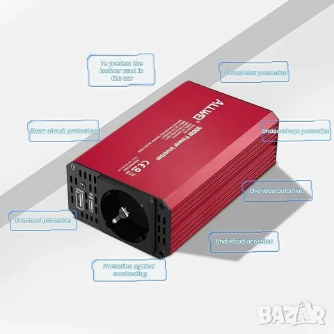 Автомобилен инвертор и зарядно устройство ALLWEI 300W (12V към 230V), снимка 8 - Аксесоари и консумативи - 55959291