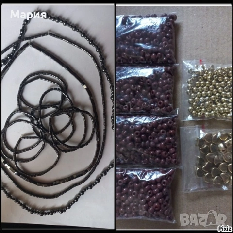 Мъниста кафяви и златисти, нанизи хематит 