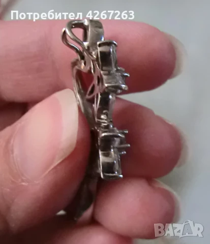 Голяма сребърна висулка с циркони, снимка 4 - Колиета, медальони, синджири - 50819226