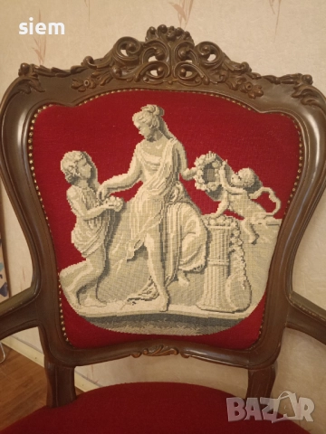 Кресла и масичка "Луи 16-ти" с ръчно бродирани вилерови гоблени - масив, снимка 2 - Дивани и мека мебел - 52354511