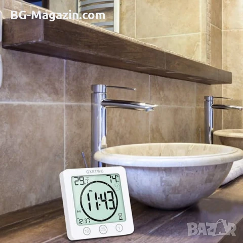 Водоустойчив дигитален часовник с термометър влагомер и таймер за баня LED електронен електронен, снимка 10 - Други - 51039938