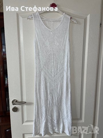 Нова фабрично плетена  бяла дълга плажна рокля елегантна миди midi дължина , снимка 5 - Рокли - 42677930