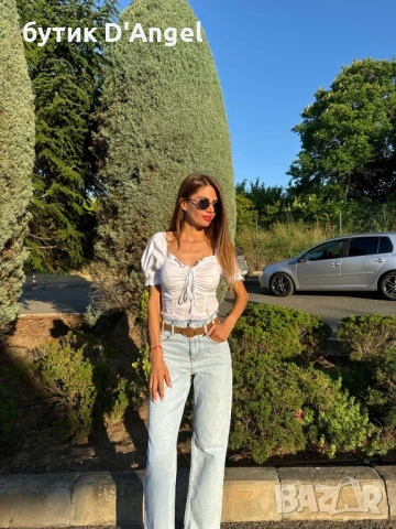 Кокетна блуза в бяло с къдрички, снимка 8 - Корсети, бюстиета, топове - 50786996