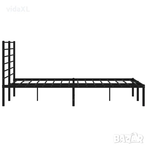 vidaXL Метална рамка за легло с горна табла, черна, 150x200 см, снимка 7 - Спални и легла - 56147215