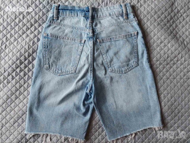 Дамски дънкови панталонки с висока талия от 100% памук размер XXS, снимка 3 - Къси панталони и бермуди - 40840141