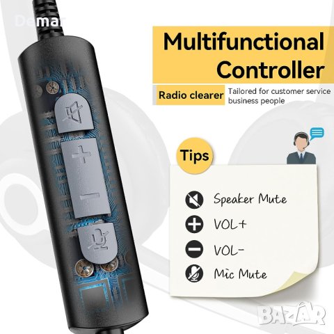 USB слушалки с шумопотискащ микрофон за лаптоп Wantek Call Center, снимка 4 - Слушалки за компютър - 41726809