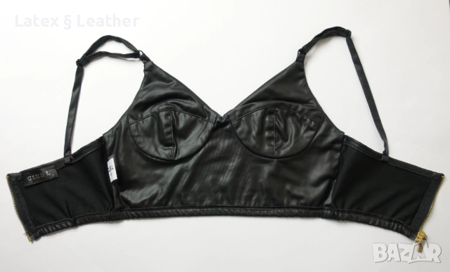 Кожено късо бюстие/кроп топ Club L , снимка 3 - Корсети, бюстиета, топове - 52190637