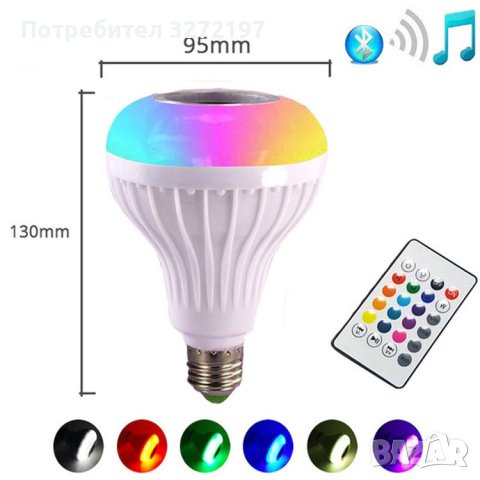 LED музикална Bluetooth крушка - LED MUSIC BULB, снимка 2 - Други - 41532628