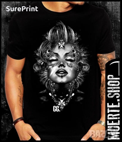 Черна тениска с щампа MARILYN DARKSTYLE