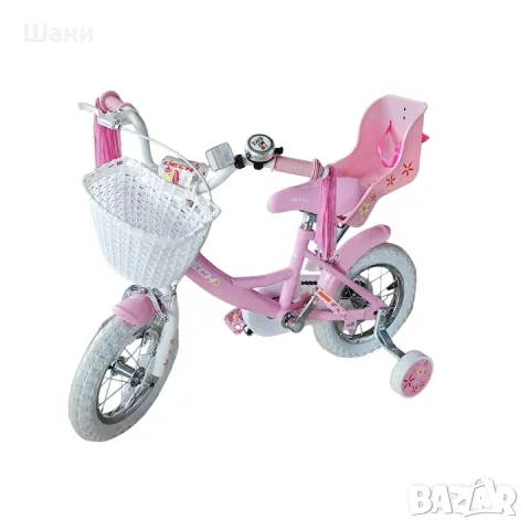 Детски велосипед Dech, 12”, помощни колела, Розов, снимка 3 - Детски велосипеди, триколки и коли - 49503489