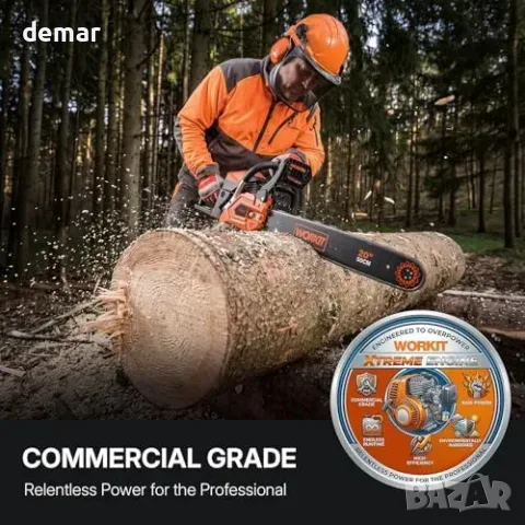 Бензинова резачка WORKIT 62CC с шини 18 и 20 инча, снимка 5 - Моторни триони/резачки - 55776009