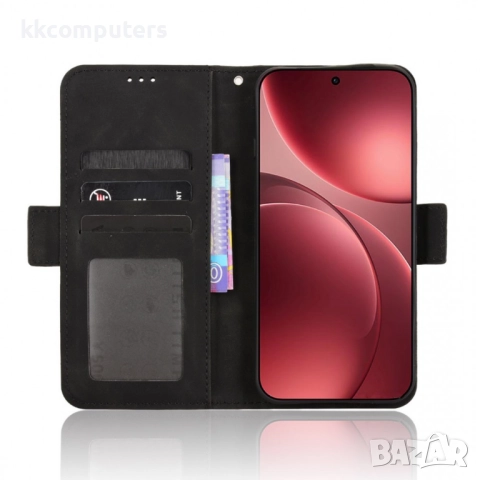 Кожен Калъф Портфейл за Oppo Find X9 Pro 5G- Магнитно затваряне, Картхолдер и Стойка, вкл. Протектор, снимка 9 - Калъфи, кейсове - 52705140