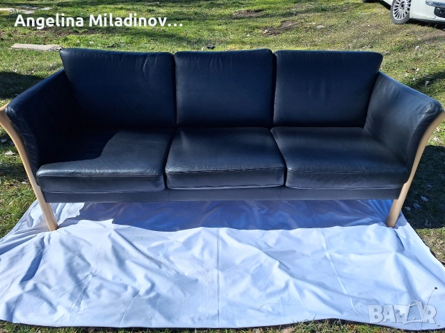 Диван тройка естествена кожа , снимка 10 - Дивани и мека мебел - 53807859