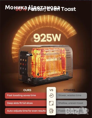Тостер Ganiza 925W инокс, снимка 5 - Тостери - 56040025