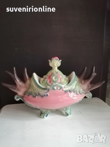 стар керамичен сувенир ваза с капак, снимка 3 - Вази - 40591169