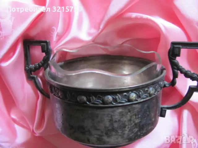 Арт деко посребрена купа,бонбониера , маркирана, снимка 8 - Антикварни и старинни предмети - 49433982