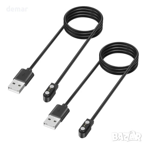 Комплект от 2 кабела за зареждане с 2 пина, магнитни за смарт часовници, 100 см, снимка 1