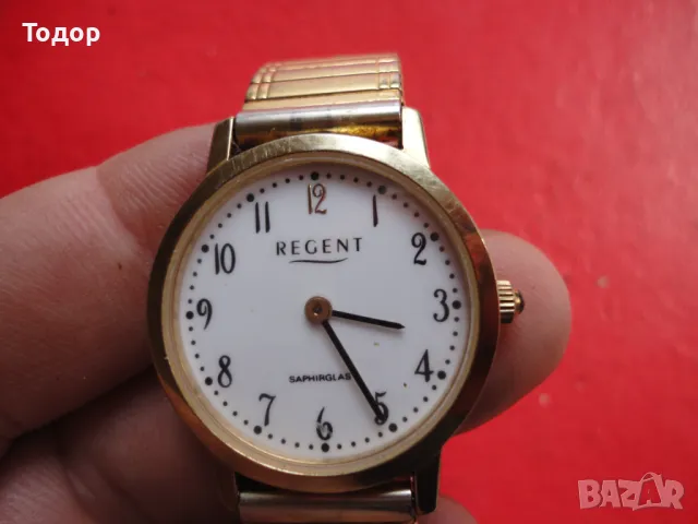 Позлатен часовник Regent Saphirglas, снимка 7 - Дамски - 48365058