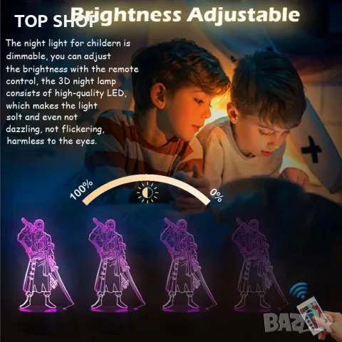 3D лампа RGB с дистанционно САМУРАЙ. две плаки, снимка 7 - Лампи за стена - 48927955