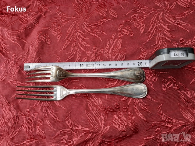 Стари антикварни посребрени луксозни вилици Christofle 2 бр., снимка 7 - Антикварни и старинни предмети - 53726607