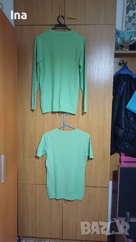 Комплект зелена жилетка и блузка , снимка 2 - Комплекти - 52556212