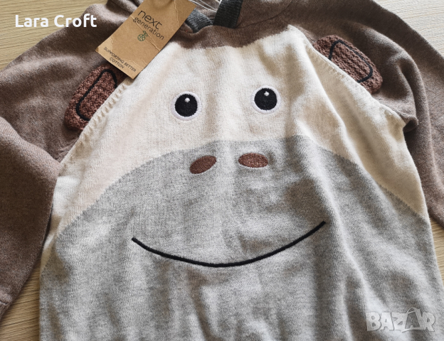 Next НОВА блузка с маймунка и плетени ушички размер 98, 2-3 годинки, снимка 2 - Детски анцузи и суичери - 36508263