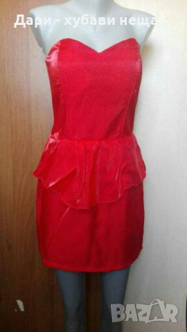Официална червена рокля с пеплум💕👗 L р-р💕👗 ПРОМОЦИЯ 8лв.❤  код 047