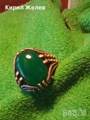 КРАСИВ СКЪПОЦЕНЕН АВТОРСКИ СРЕБЪРЕН ПРЪСТЕН СРЕБРО 925 с ШЛИФОВАН ХРИЗОПРАЗ и ПЕЧАТ на ЮВЕЛИРА 43354, снимка 17 - Пръстени - 44393980