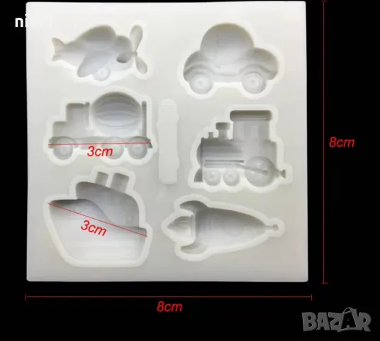 Малки Камион Ракета Кола Самолет Кораб Влак силиконов молд форма за украса торта с фондан шоколад, снимка 3 - Форми - 25412636
