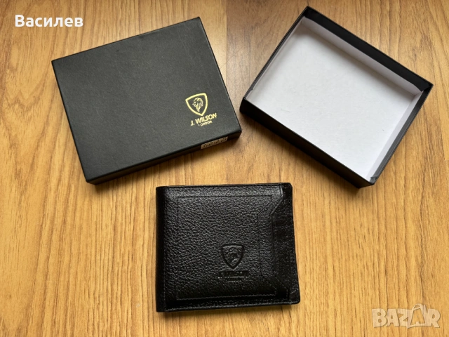 J. Wilson мъжки портфейл портмоне естествена кожа плюс подарък кейс за документи и карти внос Англия, снимка 3 - Портфейли, портмонета - 47245277