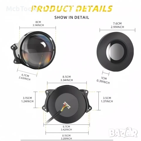 Комплект 3D LED фарове халогени дяволски очи Devil Eyes с лупи 3"инча 8см 12V, снимка 3 - Аксесоари и консумативи - 51206252