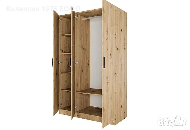 Трикрил гардероб Сити 1002 дъб артисан или комбинация мока/ лате, снимка 2 - Гардероби - 47351613