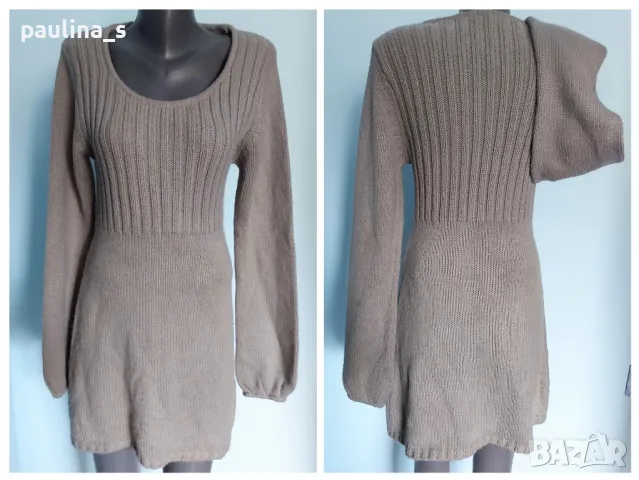 Два броя / Сива сезонна рокля тип туника с буфон ръкави , снимка 2 - Рокли - 34205125