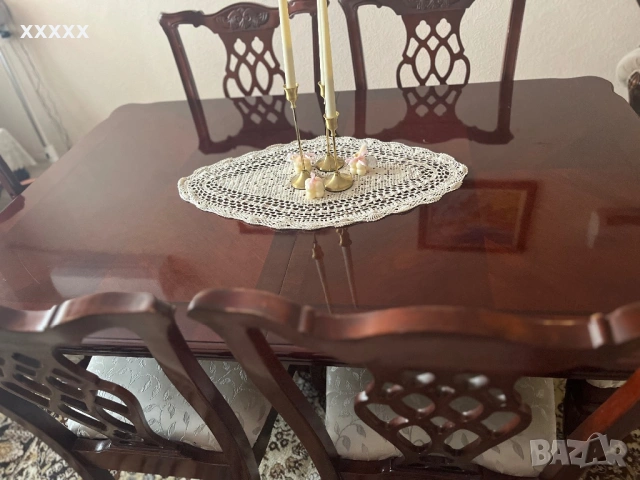 Стилна маса със шест стола , снимка 2 - Маси - 53594635