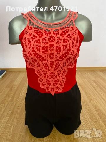 Черно-червен дамски гащеризон, снимка 3 - Гащеризони - 53136598