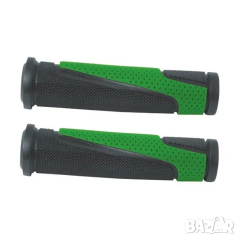 Черно зелени гумени ръкохватки за велосипед 120 mm