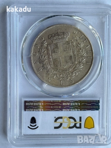 5 лири 1862, Италия, сребро, МНОГО РЯДКА, снимка 4 - Нумизматика и бонистика - 52189773