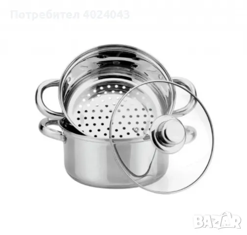 Комплект тенджери за готвене на пара Bohmann, 18Х8.5см.\2.5л., индукция, снимка 4 - Други - 47896995