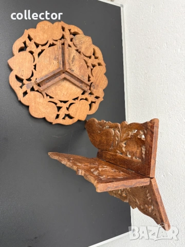 Сгъваема резбована маса / масичка / поставка. №7825, снимка 7 - Антикварни и старинни предмети - 53069508