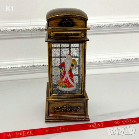 Телефонна кабина тип Снежен фенер електронен орнамент, с Дядо Коледа и подаръци, снимка 2 - Образователни игри - 52553978