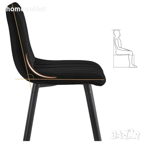 Бар стол с кадифена дамаска, к-т от 2бр - C-UDC051BL, снимка 6 - Столове - 49098754